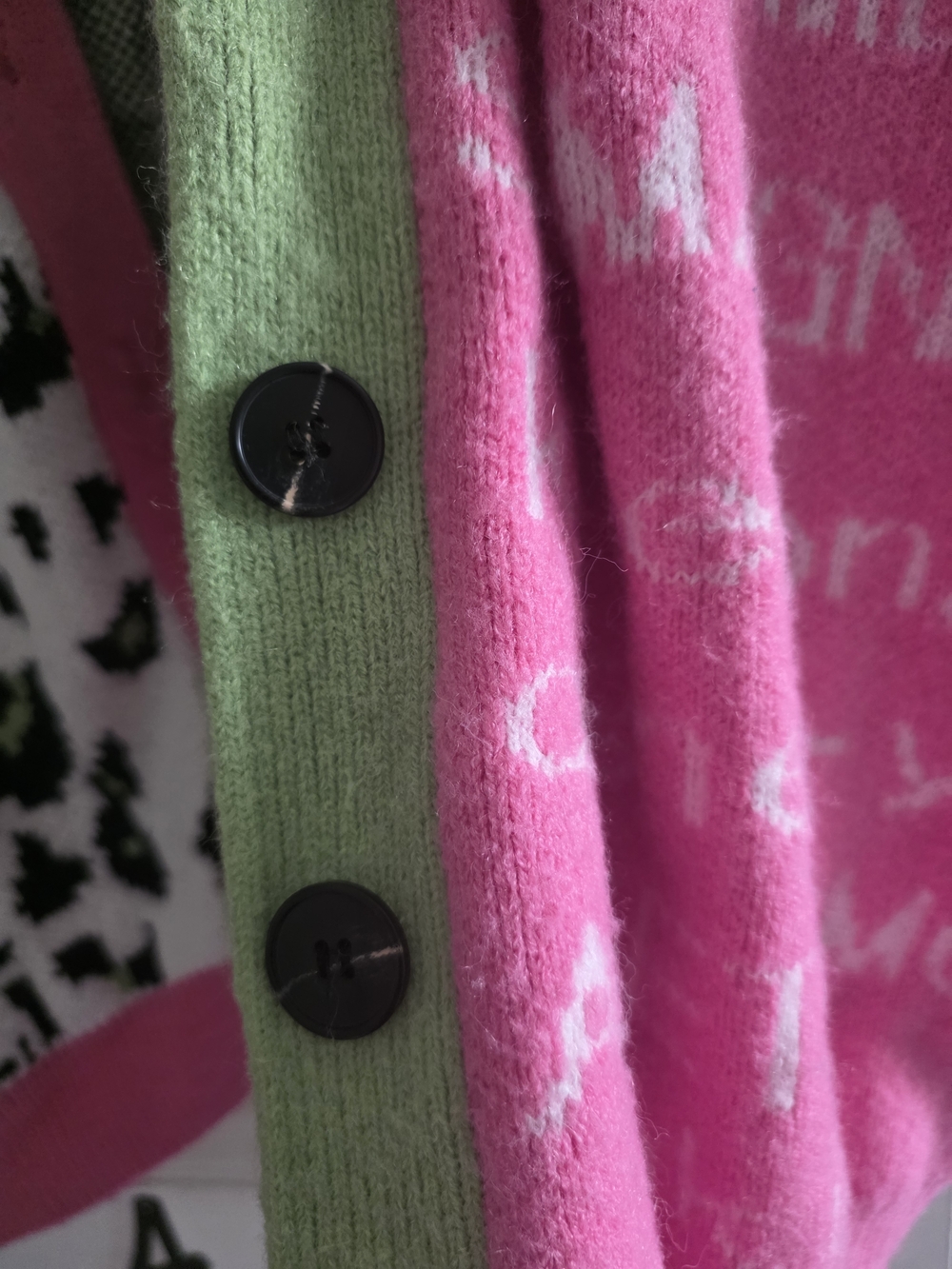JASCIS Colorblock Leopard Patchwork Cardigan - Pink/White/Denim - Picture 10 of 16